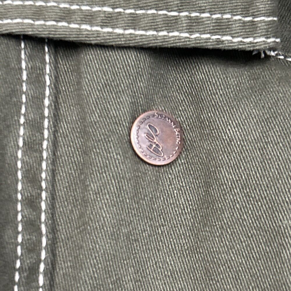 Suzanne Betro Denim Jacket Womens 2XL Olive Green Belted Coat Zip Up - Picture 7 of 16